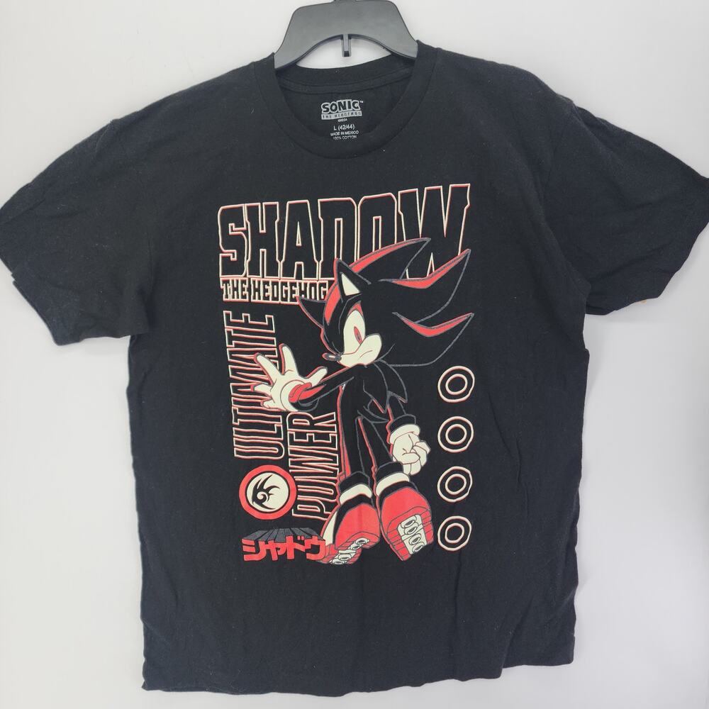 Sonic Shadow The Hedgehog Ultimate Power SEGA Graphic Tee Black Size L